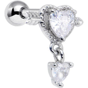 16G 1/4 Clear Gem Fusion of Love Arrow Heart Cartilage Earring