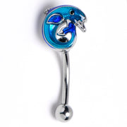 16G 5/16 Dolphin Blue Beauty Curved Eyebrow Ring