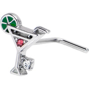 20G 7mm Clear Pink Gem Cocktail Hour L Shape Nose Ring