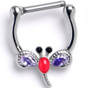 16G 5/16 Purple Gem Embellished Dragonfly Cartilage Clicker