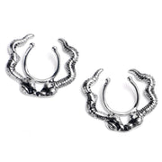Stainless Steel Kissing Snakes Clip On Fake Nipple Shield Set