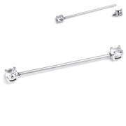 14G Clear Gem Internally Threaded Industrial Barbell 38mm