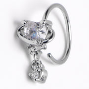 20G 5/16 Clear Heart Dangle Conch Hoop Septum Ring Cartilage Helix Hoop Earring