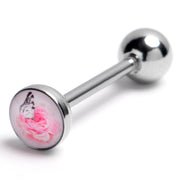 14G Butterfly Pink Rose Tongue Ring