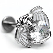 16G 5/16 Clear Gem Heart of Dragon Labret Monroe Tragus