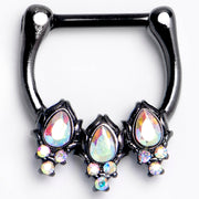 16G 5/16 Aurora CZ Gem Black Dream Drops Cartilage Clicker Ring