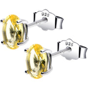 4mm CZ Oval 925 Sterling Silver November Birthstone Stud Earrings