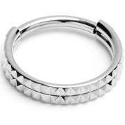 16G 3/8 Pyramid Cut Double Hoop 316L Surgical Steel Hinged Segment Ring