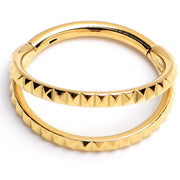 16G 3/8" Gold PVD Double Spike Precision Hinged Segment Ring