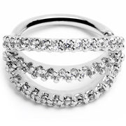 18G 5/16 Clear CZ Gem Faux Triple Hoop Closure Ring