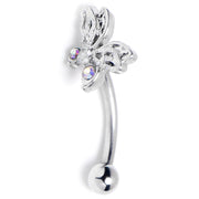 16G 5/16 Aurora Gem Ultra Drama Butterfly Curved Eyebrow Ring