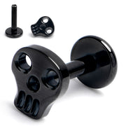 16G 1/4 Black ASTM F-136 Implant Grade Titanium Internally Threaded Skull Labret
