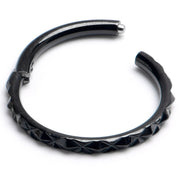 16G 3/8 Black Punk Texture Precision Hinge Segment Ring