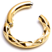 16G 1/4 Gold Tone Punk Texture Precision Hinge Segment Ring