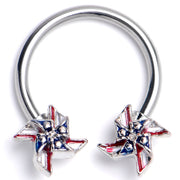16G 3/8 Clear Gem Festive Pinwheel Horseshoe Circular Barbell