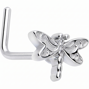 20G 7mm Dragonfly Colors L Shape Nose Ring