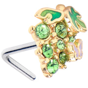 20G 7mm Green Gem Butterfly Grapes L Shape Nose Ring