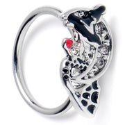 20G 5/16 Clear CZ Gem Crescent Moon Witch Halloween Nose Hoop