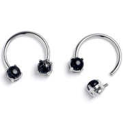 14G 9/16 Black Faux Turquoise Internally Threaded Horseshoe Nipple Ring Set