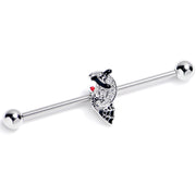 14G Clear Gem Crescent Moon Witch Industrial Barbell 38mm