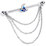 14G Aurora Gem Butterfly Blue Beauty Dangle Industrial Barbell 38mm