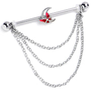 14G Aurora Gem Butterfly Pink Beauty Dangle Industrial Barbell 38mm