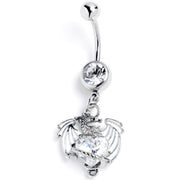 Clear Gem Heart of Dragon Dangle Belly Ring