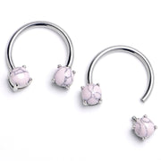 14G 9/16 Pink Turquoise Internally Threaded Horseshoe Nipple Ring Set