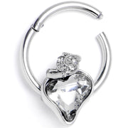 16G 3/8 Clear Gem Strawberry Love Hinged Segment Ring