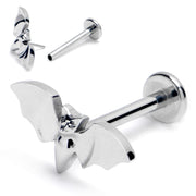 16G 3/8 G23 Titanium Bat Threadless Push In Labret Monroe Tragus