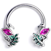 16G 3/8 Pink Gem Fabulous Flamingo Horseshoe Circular Barbell