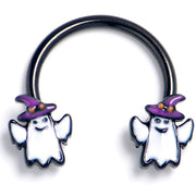16G 3/8 Black Witch Hat Ghosts Horseshoe Circular Barbell