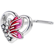 20G 7mm Clear Gem Butterfly Love Heart L Shape Nose Ring