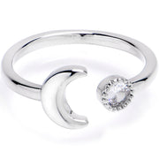 Clear Gem Crescent Moon Adjustable Toe Ring