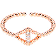 Clear Gem Textured Rhombus Rosy Adjustable Toe Ring