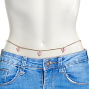 Rose Gold Tone Pink Butterfly Dangle Belly Chain