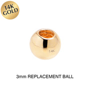 3mm 14G Solid 14k Yellow Gold Replacement Ball