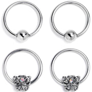 16G 3/8 Aurora Gem Butterfly Ornate BCR Captive Ring Set of 4