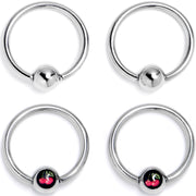 16G 3/8 Cherry Ball BCR Captive Ring Set of 4