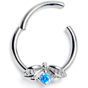 16G 3/8 Blue Gem Beauty Bug Insect Hinged Segment Ring
