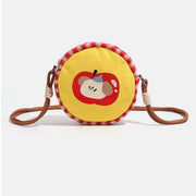 Toddler purse, cute shopping crossbody bag, mini round cake bag girl, cartoon embroidery small crossbody bag, travel change bag girl