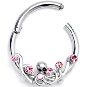 16G 3/8 Pink Gem Scrolling Elegance Hinged Segment Ring