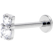 16G 3/8 Clear Gem G23 Titanium Threadless Push In Labret Tragus