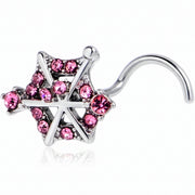 20G 7mm Pink Gem Spiderweb Goth Left Side Nose Screw