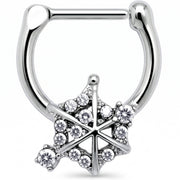 16G 5/16 Clear Gem Spiderweb Goth Cartilage Clicker