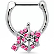 16G 5/16 Pink Gem Spiderweb Goth Cartilage Clicker