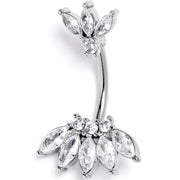 Clear Gem Fashion Fan Double Mount Belly Ring