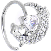 20G 5/16 Clear CZ Gem Moon Lover Nose Hoop