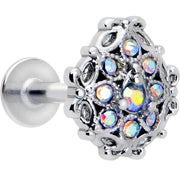 16G 1/4 Aurora Gem Retro Sunburst Cartilage Labret