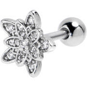 16G 1/4 Clear CZ Gem Snowflake Flower Cartilage Tragus Earring